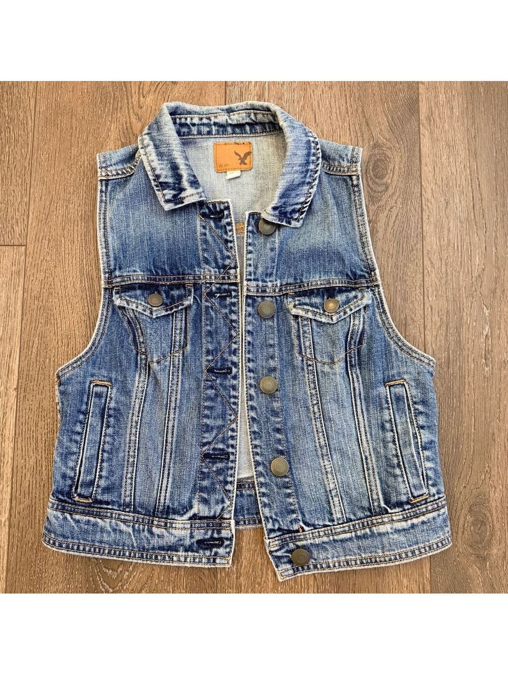 American Eagle Denim Vest Women’s Small Blue Jean Y2K Western Festival